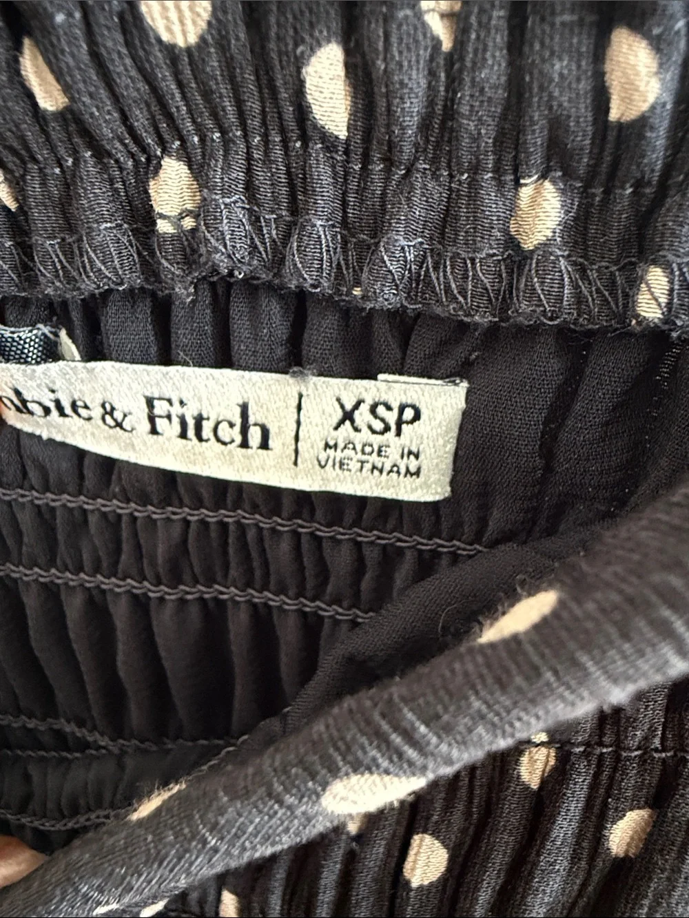Abercrombie & Fitch Black and White Polka Dot Smocked Maxi Dress